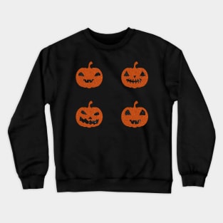 Dark Orange Faux Glitter Halloween Pumpkin Face Pack Crewneck Sweatshirt